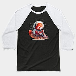 Space Red Panda Astronauts spacecraft Watercolor Baseball T-Shirt